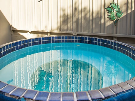 heated mineral pool in courtyard